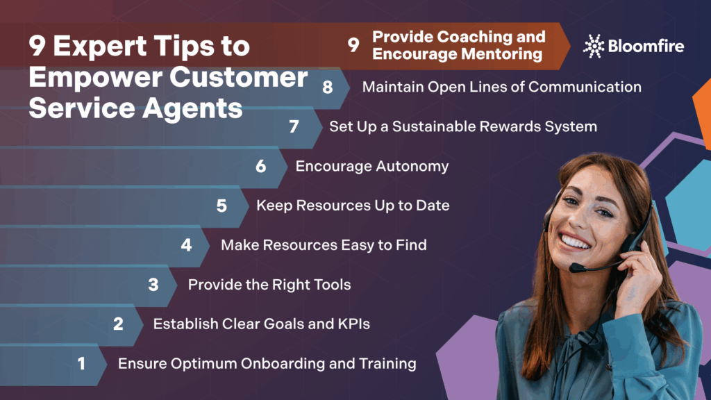 An infographic presenting the expert tips to empower customer service agents