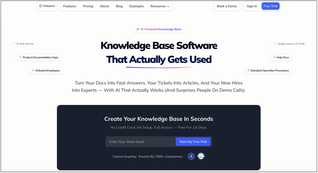 Helpjuice's homepage