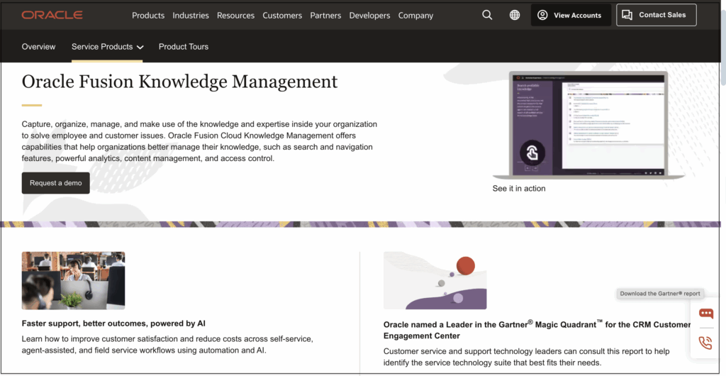 Oracle's homepage