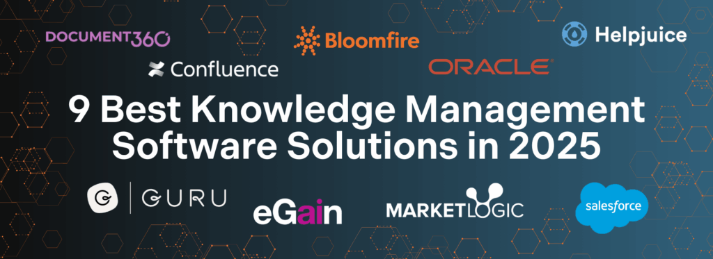Banner containing the names and logos of the list for the best knowledge management software solutions