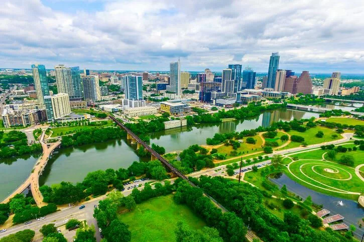 skyline view showing some of the best places to work in Austin