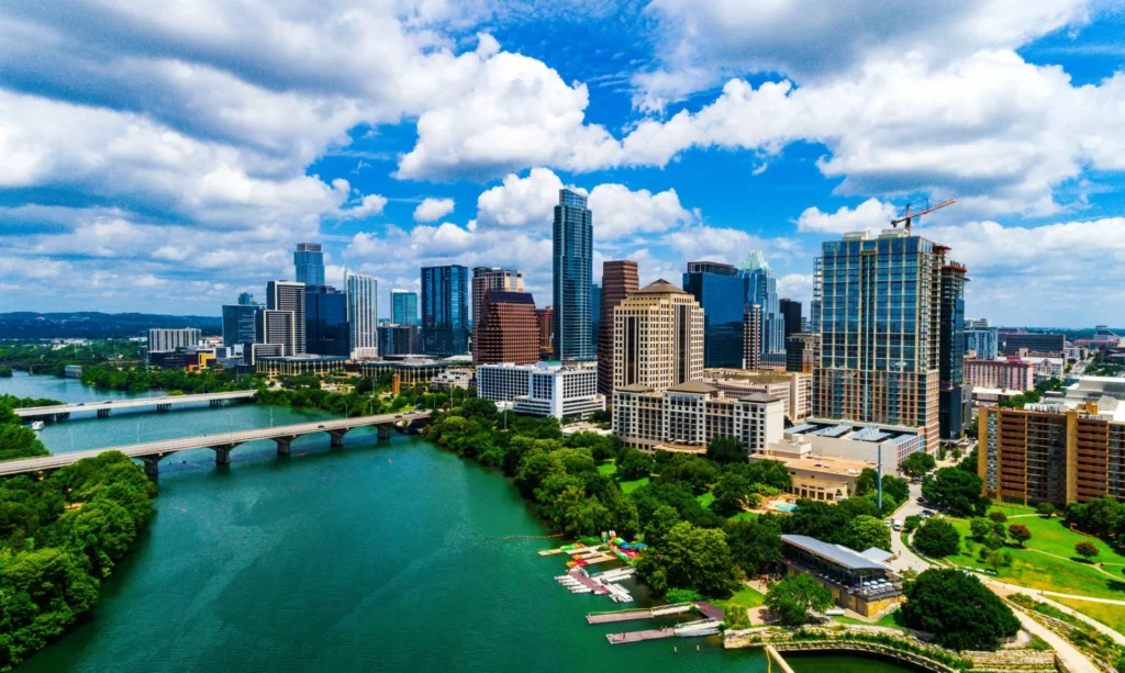 view of downtown Austin in the summer||view of downtown Austin in the summer|