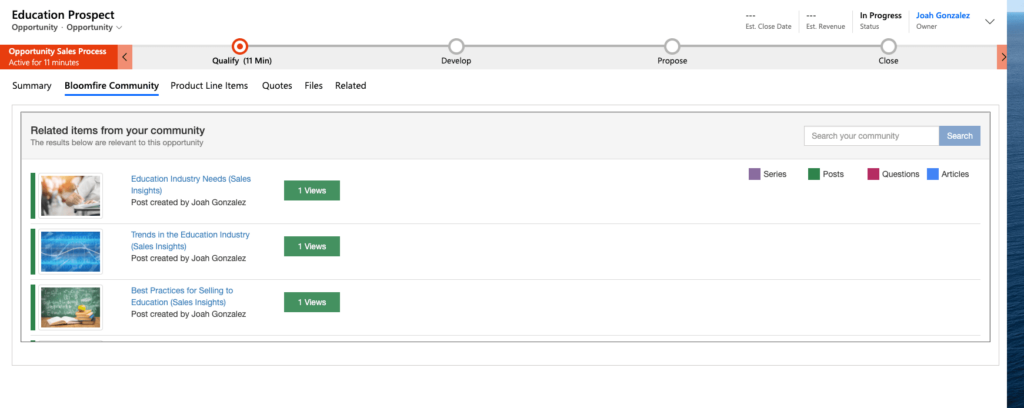 Bloomfire's Microsoft Dynamics integration