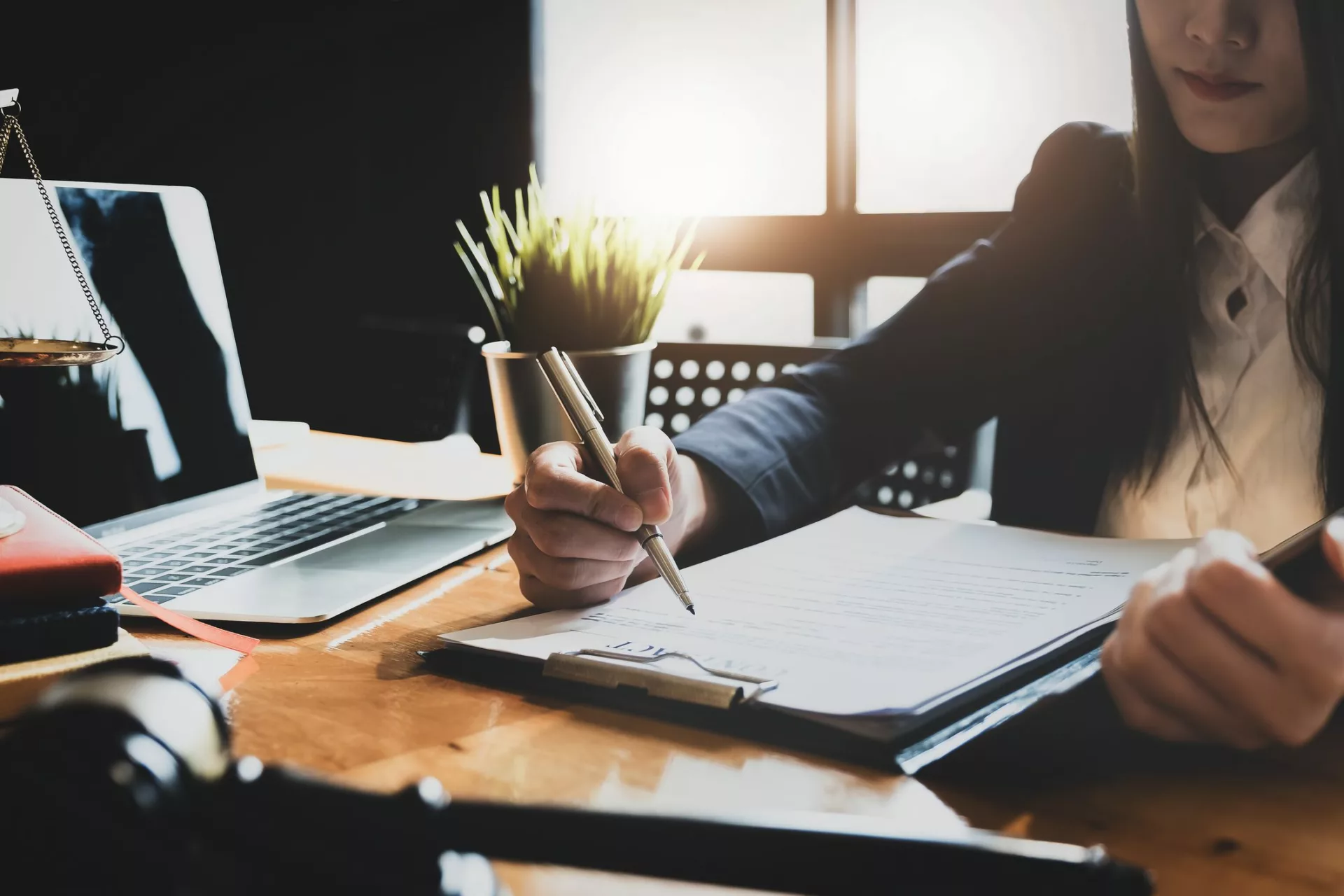 desk of legal services provider representing knowledge management in the service industry