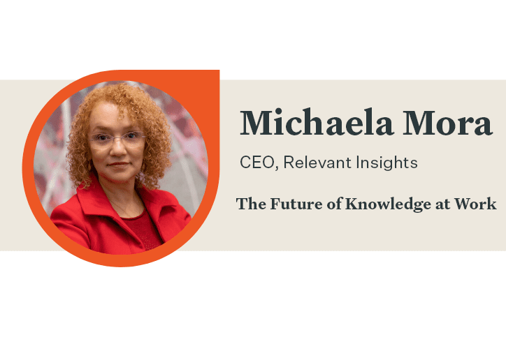 Michaela Mora Q&A header|Michaela Mora Future of Knowledge at Work Q&A Banner