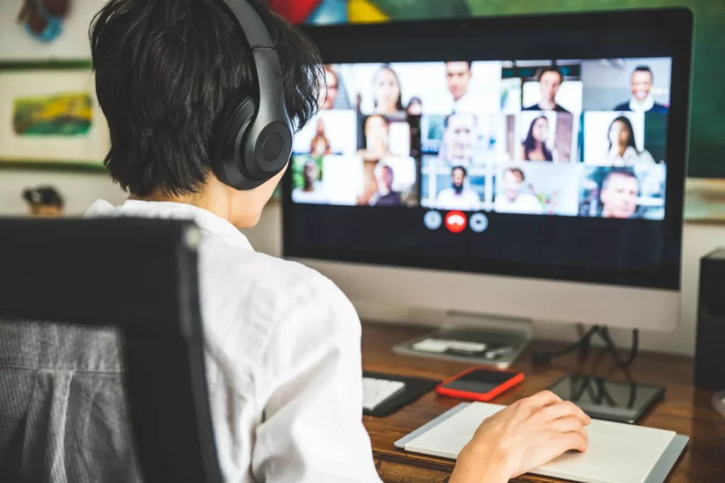 decentralized teams meet over video conference