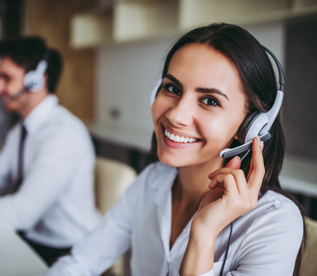 Female call center employee