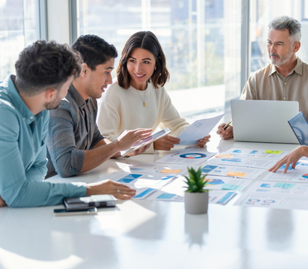 Marketing team in board room together
