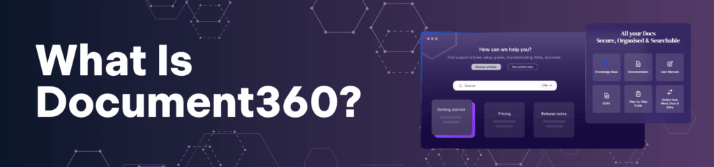 The featured image of the blog post on what is Document360