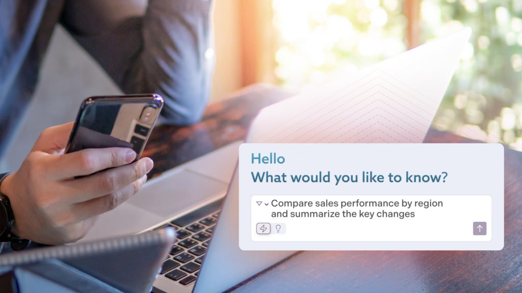 A man using Bloomfire's Synapse, the conversational AI tool, to search for information
