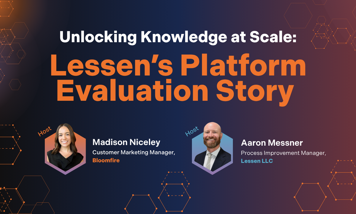 Bloomfire June 2026 webinar: Lessen's Platform Evaluation Story